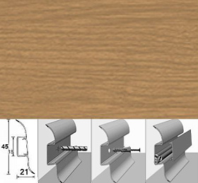 Напольный плинтус Идеал Альфа (пластиковый с кабель-каналом) 217 Дуб Темный, 1 м.п.